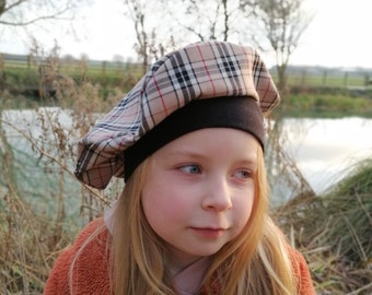 LTL Rogues Designer childrens wear trendy handmade beret christmas tartan slouch hat baby cute soft gorgeous pretty accessory