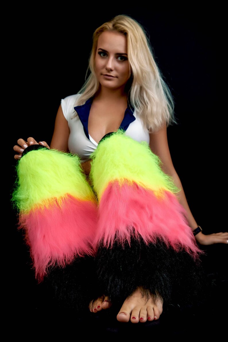 Fluffy Furry Leg Warmers Neon Plain Faux Fur Lots of Colours Etsy