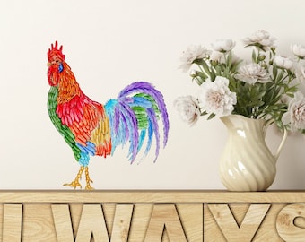 Rooster Wall Decal, Rooster Wall Sticker, Decals for Tiles, Walls, Furniture, Kitchen Decals, Kitchen Decor, Rooster Wall Decor