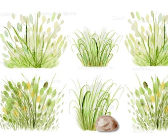 Watercolor Grass Wall Decals - Sectioned, Fresh & Functional Interior Decals, Natural Meadow Collection by EasySweetHome