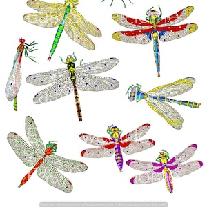 Dragonfly Wall Decals 11-Set, Home Décor, Kitchen Décor, Decals for Furniture, Tiles, Walls, Hand-Painted Interior Decals by EasySweetHome
