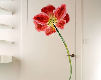 Wall Decal Large Flower, Floral Wall Decor, Tropical Flower Door Decal, Stickers for Walls, Doors, Furniture, Giant Flower Wall Sticker