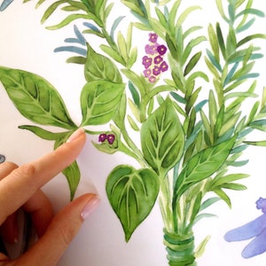 Rosemary Wall Decal, Kitchen Decor, Hand Painted Decals for Tiles, Walls, Furniture, Kitchen Decor, Home Decor