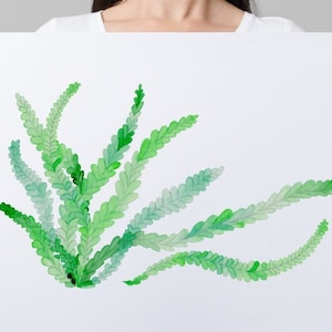 Seagrass Decal in Shades of Green for Tiles, Walls and Cabinets, Bathroom Décor, Bathroom Decals, Under Sea World Watercolor Decals