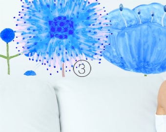 Wall Decal Giant Flower Blue/Pink No. 3, Home Décor, Bedroom Décor, Floral Wall Decal, Nursery Wall Decor, Nursery Decal, Dream Meadow