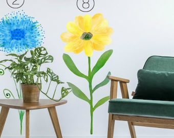 Wall Decal Flower Yellow No.8, Home Décor, Kitchen Décor, Floral Wall Decal, Nursery Wall Decor, Nursery Decal, Dream Meadow Collection