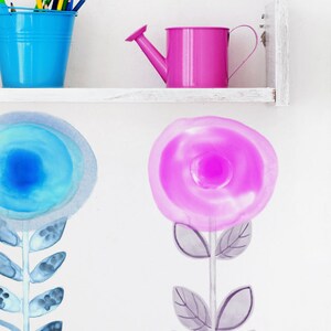 Wall Decal Flower, Magenta Flower Decal - Aura Meadow Collection - Bedroom Décor, Playroom Wall Décor, Floral Wall Decal by EasySweetHome