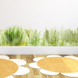 Décalcomanie murale aquarelle bordure d’herbe, décalcomanies fraîches et fonctionnelles pour murs, carreaux de céramique, armoires, collection Natural Meadow par EasySweetHome