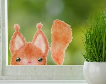 NEW Window Sticker Baby Squirrel 2-Set - Woodland Art Decoration - Window and Glass Decor