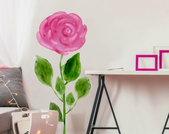 Wall Decal Giant Pink Flower, Floral Wall Decal, Nursery Floral Decals, Bedroom Flower Stickers, Home Décor, Wall Décor