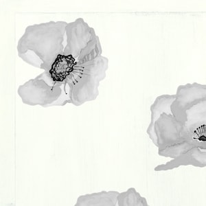 Cloudy Grey Poppy Wall Decals, Large, 2-Set, Home Décor, Watercolor Poppy Decals for Walls, Tile and Furniture, Hand-Painted Wall Decals