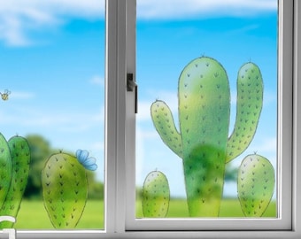 Window Clings Cactus, Reusable Window Decor, Cactus and Succulents Display Window Decor, Store Window Decals by EasySweetHome