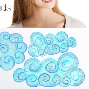 Cloud Decal Knit Look, Wall Decals, Little Girl&#39;s Room Decor, Little Boy&#39;s Room Decor, Kids Room Decor, Playroom Decor, Home Décor