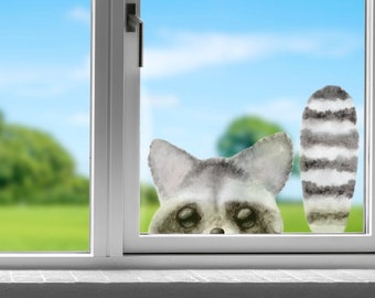 NEW Window Sticker Baby Racoon 2-Set - Woodland Art Decoration - Window and Glass Decor