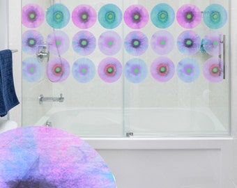 Glass Decals Happy Watercolor Dots in Lilac, Bathroom Decor, Decals for Glass, Mirrors, Sliding Doors, Shower Doors, Privacy Window Film