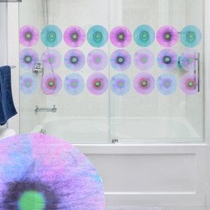 Glass Decals Happy Watercolor Dots in Lilac, Bathroom Decor, Decals for Glass, Mirrors, Sliding Doors, Shower Doors, Privacy Window Film