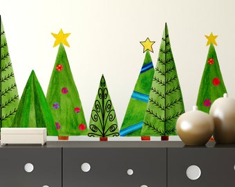 Christmas Trees Decals - Christmas Window Decals - Wall Decals - Frosted Window Stickers - Christmas Decor 2022 - Window Film