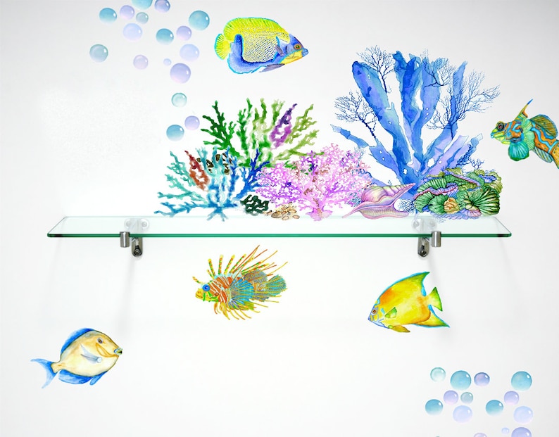 Coral Reef Fish Decals Bathroom Décor Bathroom Decals Fish Etsy