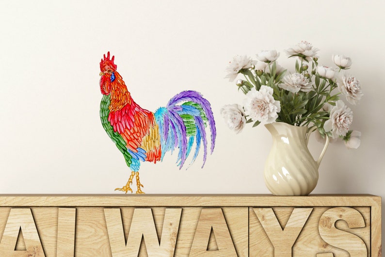 Rooster Wall Decal Rooster Wall Sticker Decals for Tiles Etsy