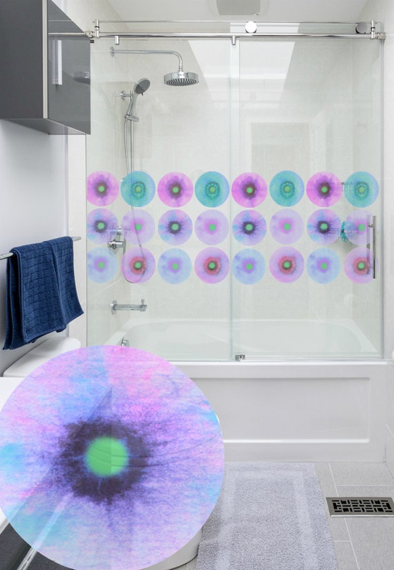 Glass Decals Happy Watercolor Dots In Lilac Bathroom Decor Etsy