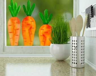 Window Decals Carrots, Reusable Window Clings, Easter Decoration Idea, Easter 2024, Easter Carrot - Kitchen Decoration - Window Stickers