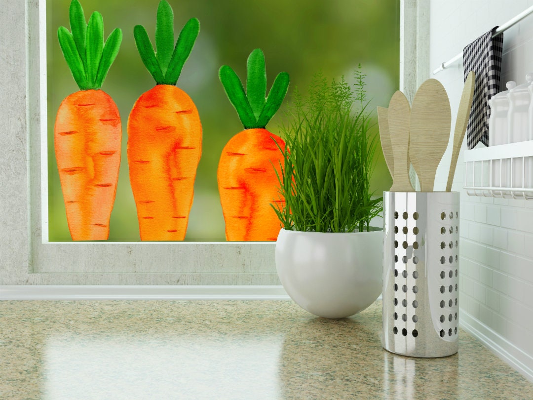 Window Decals Carrots Reusable Window Clings Easter Etsy