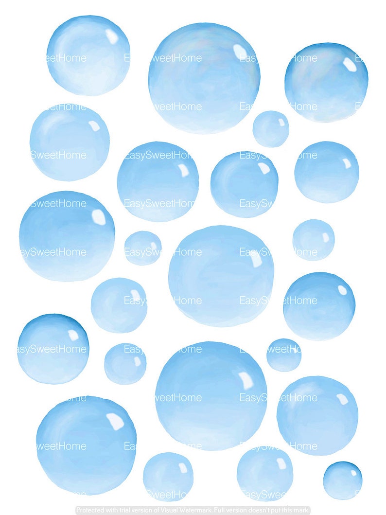 Wall Decals Bubbles 23set Blue Watercolor Bubble Decals for Etsy
