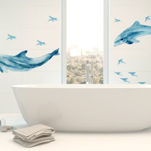 Wall Decals Flying Fishes 9-Set, Bathroom Decals for Tiles, Walls and Furniture, Bedroom Décor, Home Décor, Decals by EasySweetHome image 6