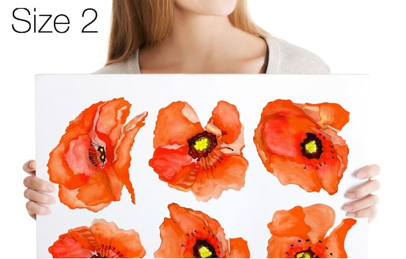Orange Poppy Wall Decals Home Décor Kitchen Décor Etsy