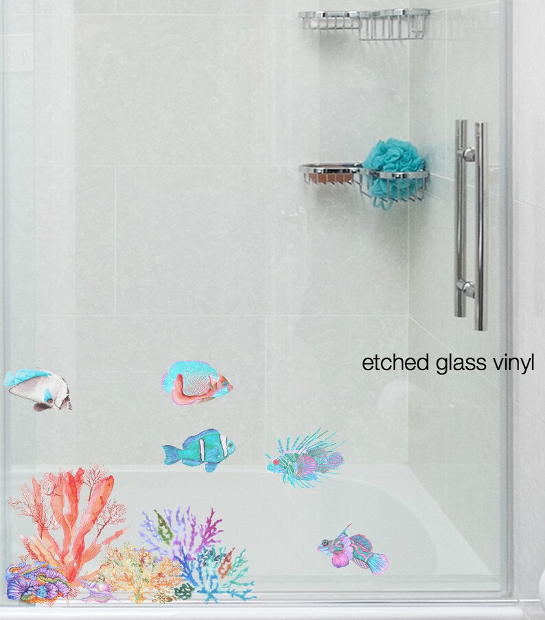 Coral Reef Fish Decals Turquoise Bathroom Décor 8Set Etsy