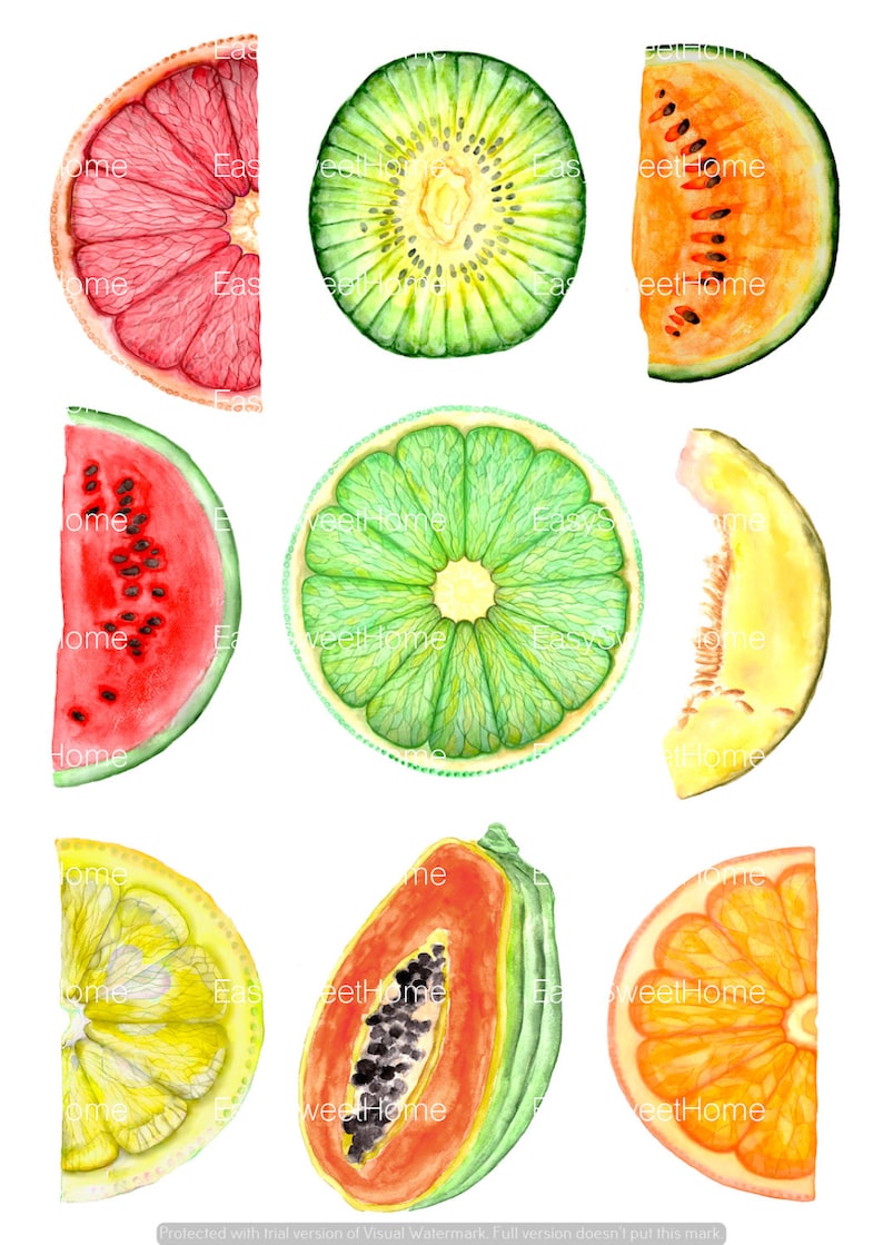 Wall Decals Fruits 9set Removable Fruit Stickers for Walls Etsy