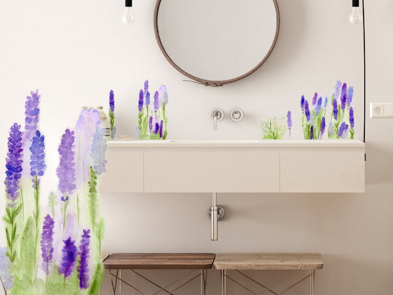 Wall Decals Lavender Watercolor Decals for Walls Ceramic Etsy