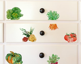 Wall Decals Vegetables 7-Set Back Splash Decals for Kitchen, Hand Painted Decals for Wall, Tile and Furniture, Decals, Home Décor