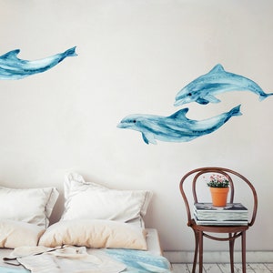 Wall Decals Dolphin Couple, Bathroom Decals for Tiles, Walls and Furniture, Bedroom Decals, Home Décor, Watercolor Dolphin Decals image 5