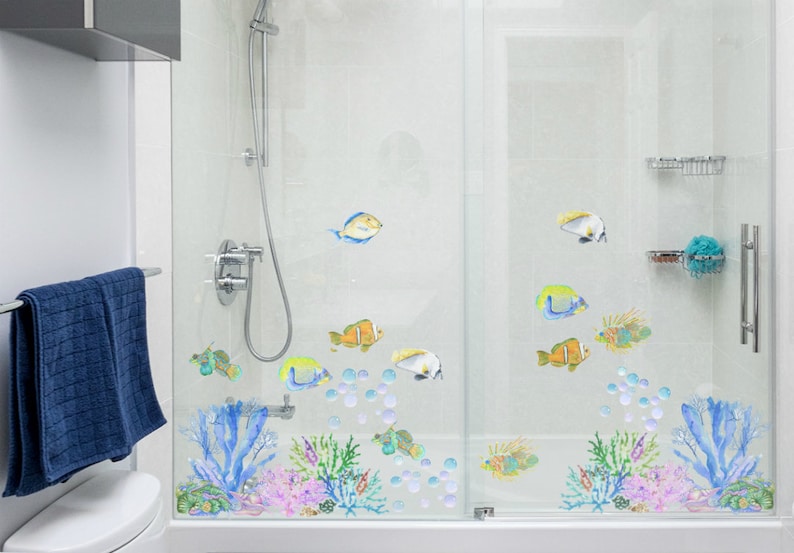 Coral Reef Fish Decals Bathroom Décor Bathroom Decals Fish Etsy