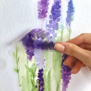 Wall Decals Lavender, Watercolor Decals for Walls, Ceramic Tiles, Cabinets, Natural Meadow Collection by EasySweetHome