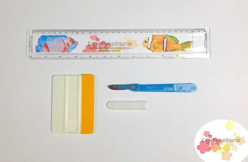 Application Toolkit for Tile Decals Squeegee, Craft Knife, Non-Slip Ruler image 3