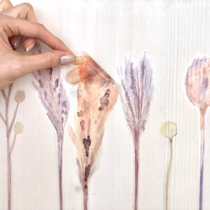 Wall Decals Beige Grass, Watercolor Decals for Walls, Ceramic Tiles, Cabinets, Natural Meadow Collection by EasySweetHome