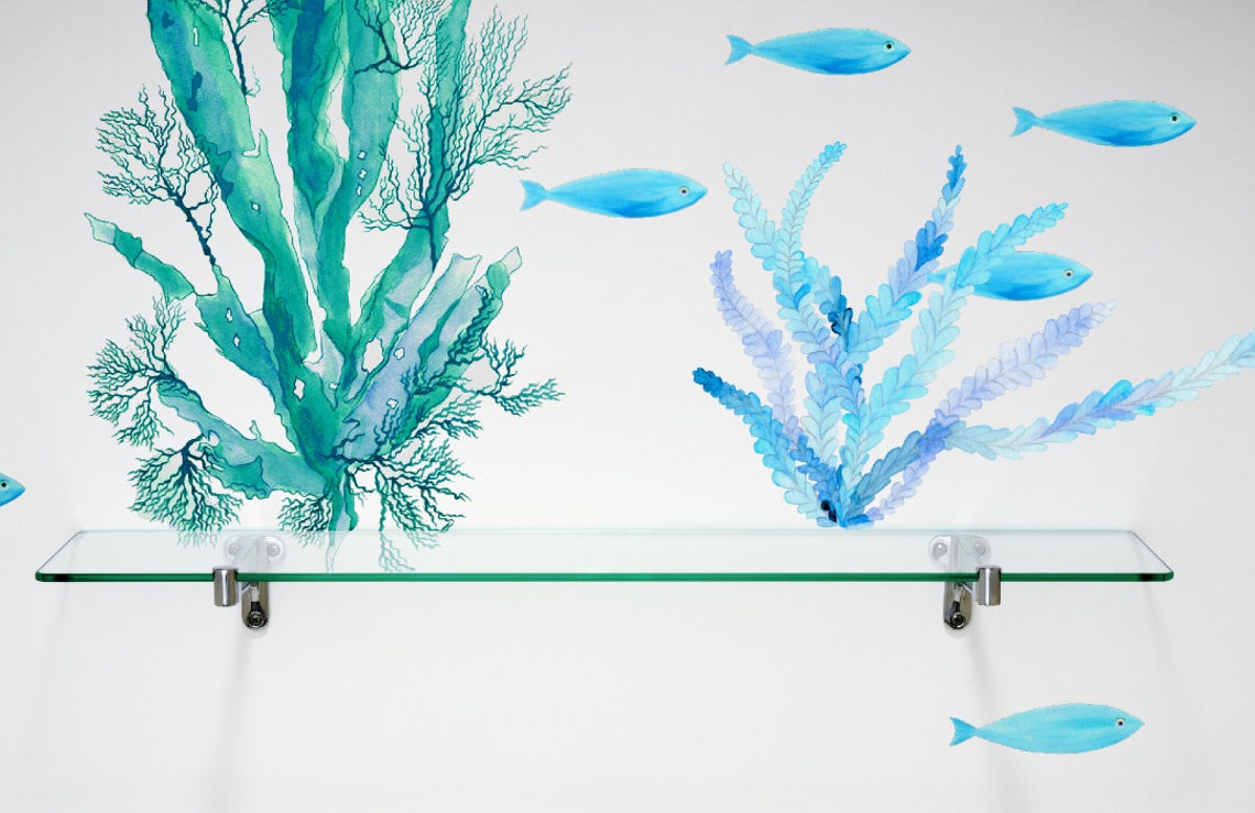 Seagrass Decal in Shades of Blue for Tiles Walls and Etsy