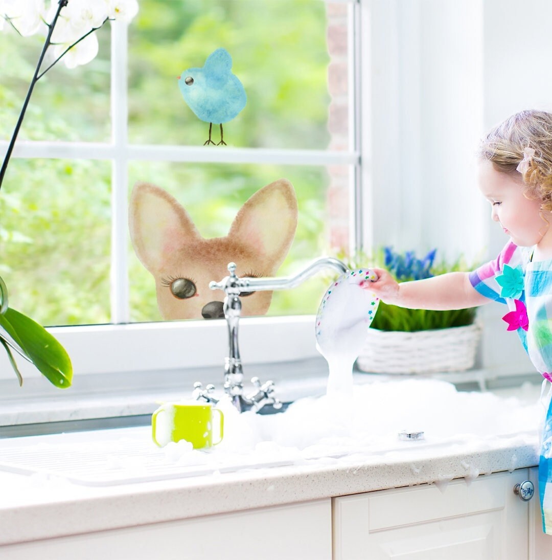 NEW Window Sticker Baby Deer 2-Set - Woodland Art Decoration - Window and Glass Decor