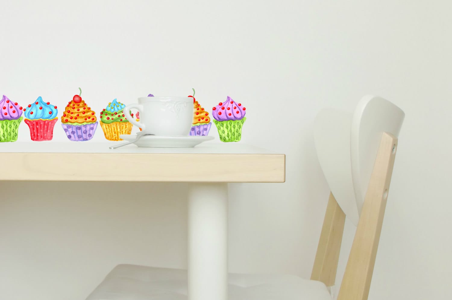 Décalcomanies murales Cupcakes 11-Set, Décor de cuisine, Décalcomanies de carrelage, Décoration intérieure, Décalcomanies de meubles, Décalcomanies Back Splash, Décalcomanies Cupcake peintes à la main