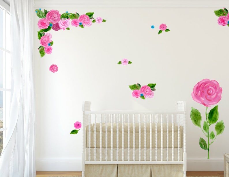 Wall Decal Giant Pink Flower Floral Wall Decal Nursery Etsy