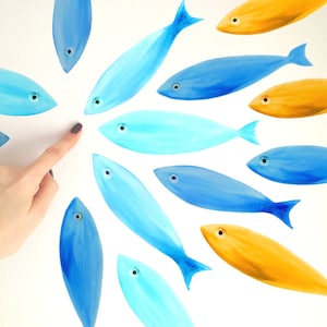 Wall Decals Colorful Sardines 10-Set - Contemporary Bathroom Wall Décor, Tile Decals, Furniture Decals, Interior Decals by EasySweetHome