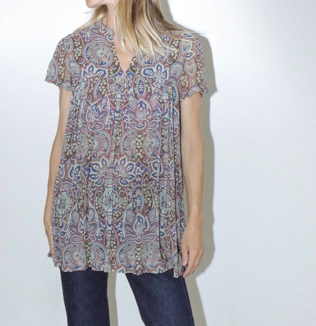 Vintage Gauze Blouse 1970s 1980s Paisley Print Etsy