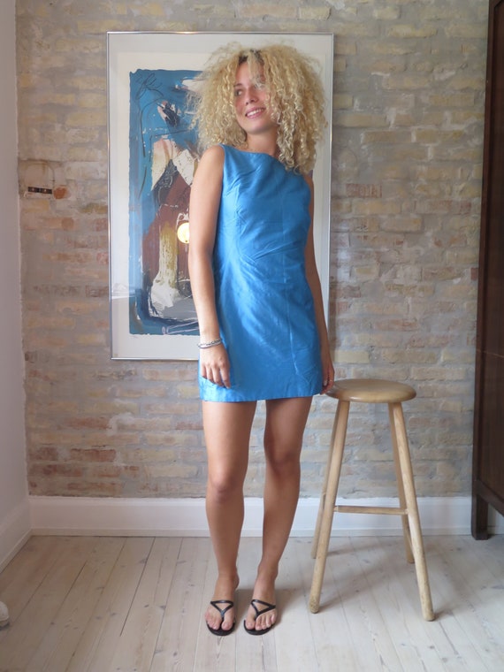 1960s Mini Dress, Raw Silk 1990s Beverly hills dre