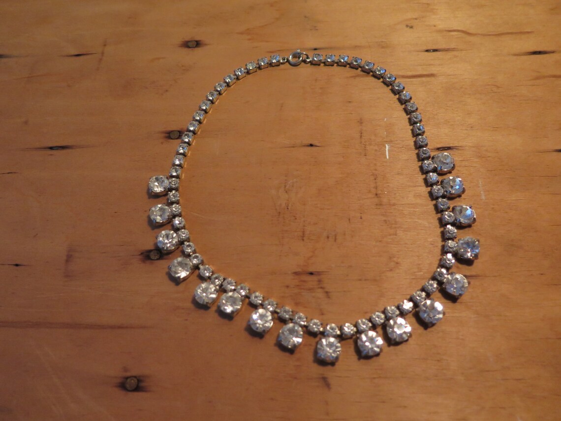 Vintage Beautiful 1960s Rhinestone Necklace Etsy