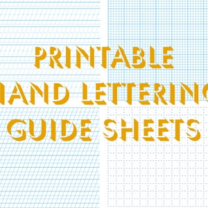 May include: Printable hand lettering guide sheets with different grid patterns. The sheets include diagonal lines, square grids, and dotted grids.