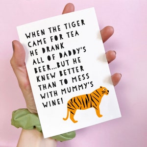 Carte drôle de thé de tigre, pour la maman de jeunes enfants