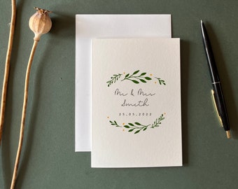 Personalised Botanical Wedding Day Card