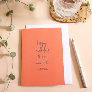 Carte d'anniversaire humaine préférée, carte Wordy / pour femme / pour partenaire